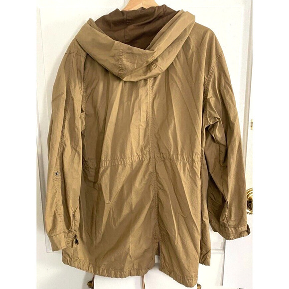 Sebby collection - 3/4 Length Khaki Cotton Hooded Light Jacket women's size XXL - Picture 2 of 5